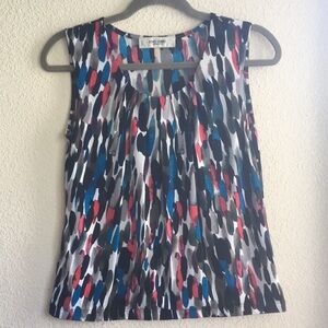 Jones Studio Multicolor Printed Sleeveless Top - Blue/Red/Black